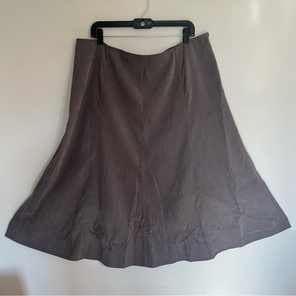 Vintage Appraisal Plus Womens Size 18W Midi Skirt Fit & Flare Brown Embroidered - Picture 1 of 12